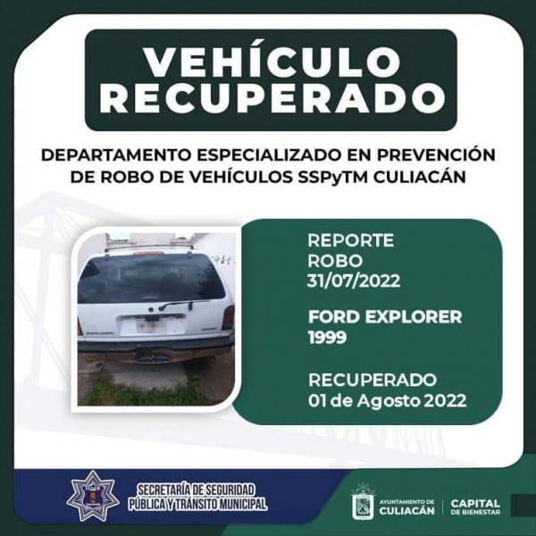 99 vehículos robados en el mes de julio en Culiacán