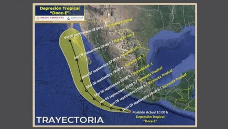 Depresión Tropical 12-E traería lluvias a Sinaloa