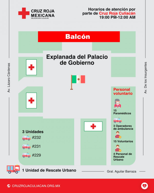 Auxiliará Cruz Roja Mexicana la ceremonia de “El Grito”