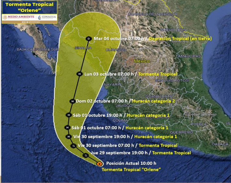 "Orlene" impactaría Sinaloa el próximo martes