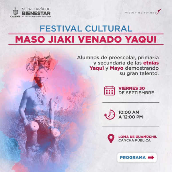 Realizará Secretaría del Bienestar el primer Festival Cultural Maso Jiaki