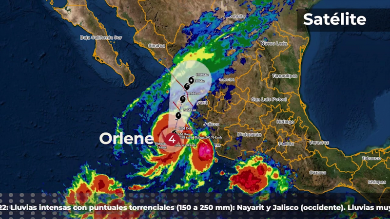 El huracán "Orlene" mantiene su trayectoria hacia los limites de Escuinapa y norte de Nayarit