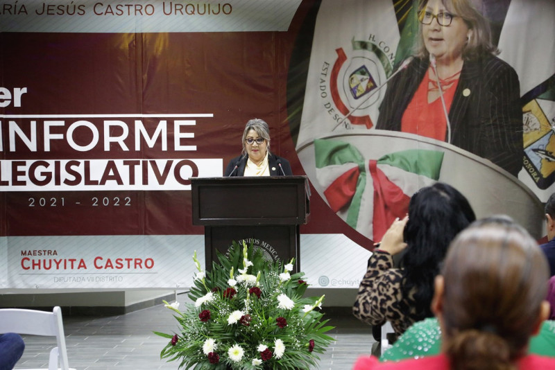 Presenta primer informe de labor legislativa la diputada María Jesús Castro Urquijo