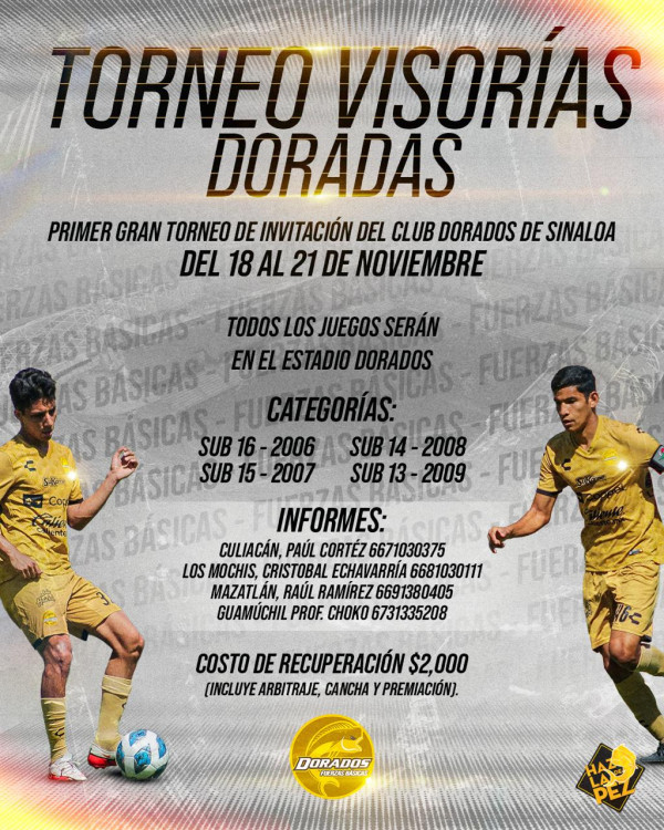 Se jugará la Copa Visorias Doradas en Noviembre.