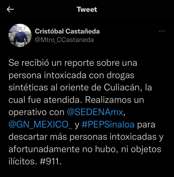 Se localiza persona intoxicada por drogas sintéticas en Culiacán