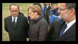 Rajoy, Hollande y Merkel llegan a la zona del accidente aéreo en los Alpes franceses