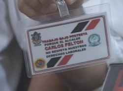 Sindicalizados del Ayuntamiento de Mazatlán, trabajan bajo protesta en demanda del respeto a sus derecho laborales.