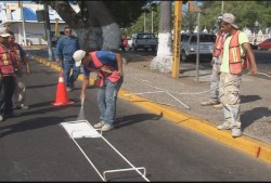 Pintan señalización en las calles de Mazatlán