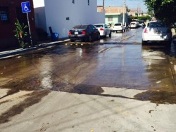 Importante fuga de agua potable en la colonia Industrial Bravo