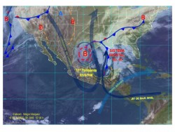 Frente frío 45 mantendrán lluvias fuertes a muy fuerte en sureste de México