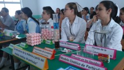 Estudiantes de secundaria presentan proyectos de ciencias.