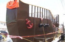 Mazatlecos realizan réplica de Galeón del siglo XVI.