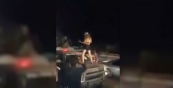 Joven baila sobre el cofre de una patrulla y la bautizan #LadyMilitar