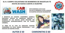Bomberos y paramédicos de Mazatlán lavarán carros con causa