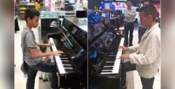 La búsqueda terminó... tienda departamental regala piano a niño