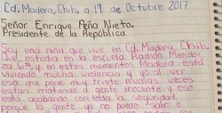Niña manda carta a Enrique Peña Nieto para pedir fin a la violencia