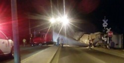 Tráiler embestido por el tren