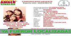 Desactivan Alerta Amber recuperan a 3 hermanas de Ahome