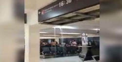 #Video Lluvia provoca 'cascadas' en salas del AICM