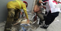 Por derrumbe de obra se lesionan cuatro personas