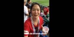 VIDEO: Aficionada de Corea del Sur responde a mexicano tras intento de troleo