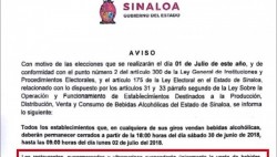 Amplían "Ley Seca" de sábado a lunes