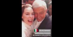 Belinda graba video junto AMLO y lo felicita