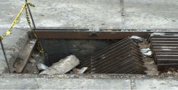 Alcantarilla dañada por el Boulevard Elbert