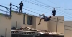 Ladrón salta de azotea y se cuelga de cables para evitar ser detenido