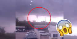 Supuesto tornado visto en el aeropuerto de Mazatlán