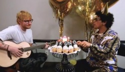 #Video Bruno Mars celebró su cumpleaños con Ed Sheeran