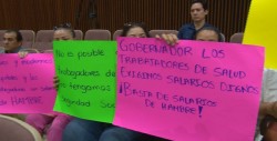 Trabajadores no basificados sel sector salud, exigen el apoyo de los Diputados locales y federales