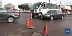 Aparece en Cajeme socavón por la calle Galeana