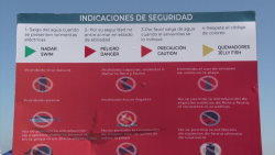 Salvavidas dan instrucciones de las condiciones adecuadas para introducirse al mar