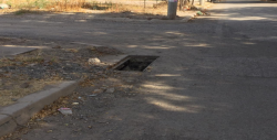 Registros sin tapaderas en Fraccionamiento San Benito