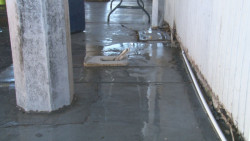 Fuga de agua  en plena banqueta de la Bahía de Agiabampo