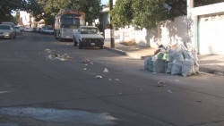 Basura regada sobre la avenida Navolato en la colonia Rosales