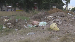 Área verde en el abandono y con basura