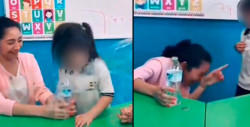 VIDEO: Exhiben a maestra de kinder haciédole una "broma" viral a su alumna