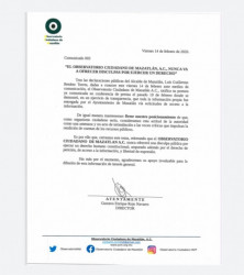 Revira el Químico solicitud de disculpa a Observatorio, la organización le responde