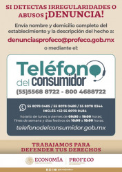 PROFECO exhorta a denunciar abusos