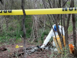 Localizan restos óseos quemados de una persona