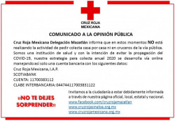 Cruz roja no realiza colecta domiciliaria