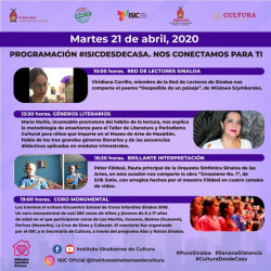 ISIC anuncia la programación para este martes 21 de abril