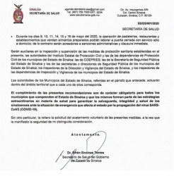 Autoridades establecen restricciones en restaurantes y pastelerías