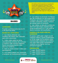 IMJU Culiacán, convoca a participar en el concurso "Talento en Casa"