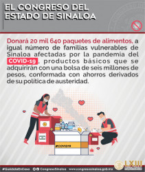 Acuerda Congreso entregar donativo en alimentos