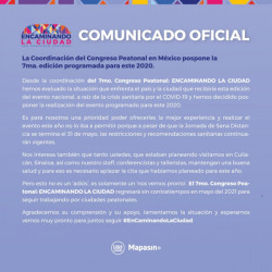 Posponen Congreso Peatonal