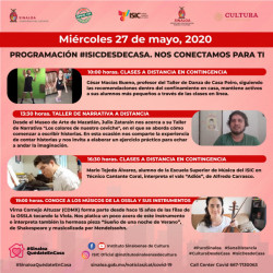Programación ISICdesdecasa para este Miércoles