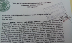 Congreso interpone denuncia contra Alcalde de Mazatlán ante COFEPRIS Y COEPRISS